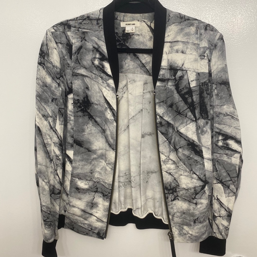 Helmut Lang Lightweight Silk Marble Bomber Jacket
